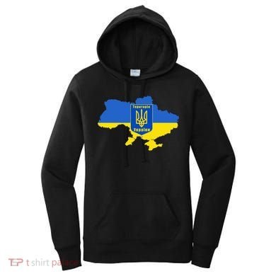 Ukrainian Flag Map Emblem Women's Hoodie