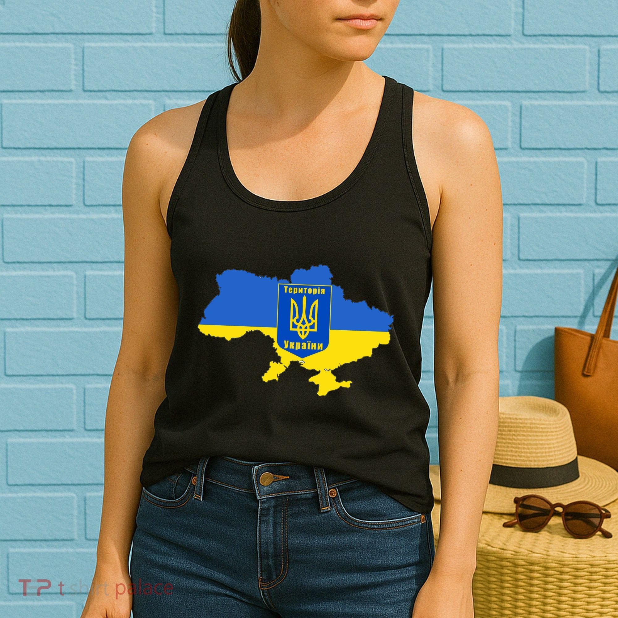 Ukrainian Flag Map Emblem Women's Tank Top