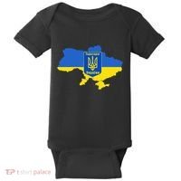Ukrainian Flag Map Emblem Baby Bodysuit thumb 0