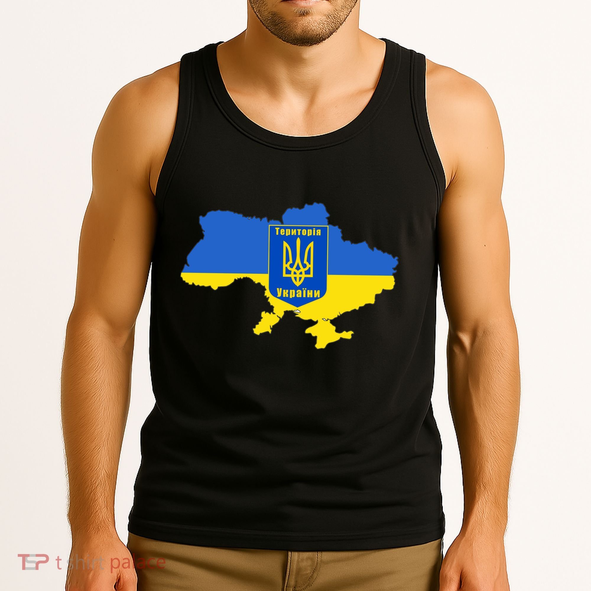 Ukrainian Flag Map Emblem Tank Top