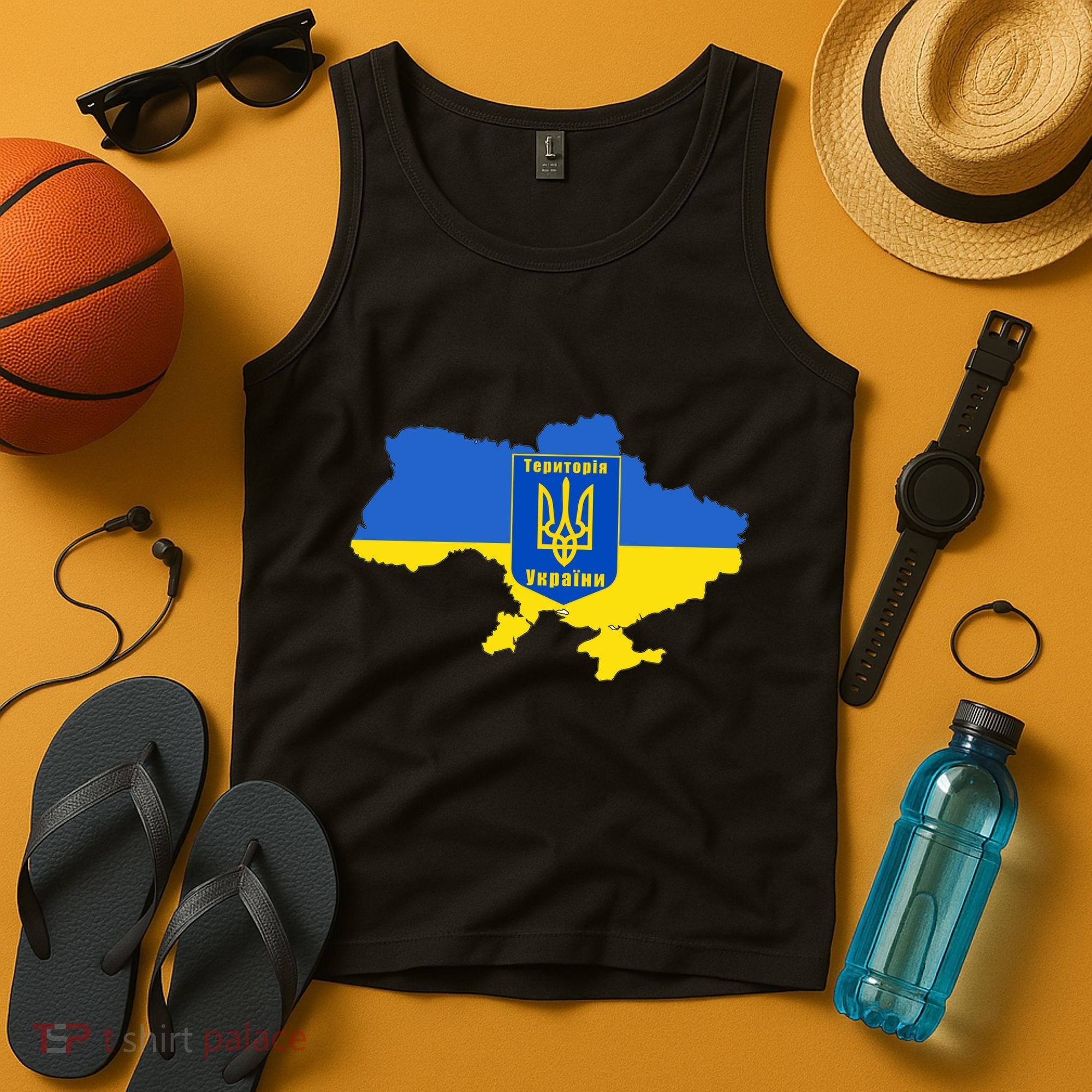 Ukrainian Flag Map Emblem Tank Top