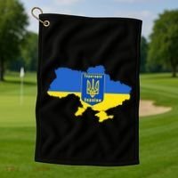 Ukrainian Flag Map Emblem Golf Towel thumb 1