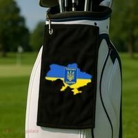 Ukrainian Flag Map Emblem Golf Towel thumb 2