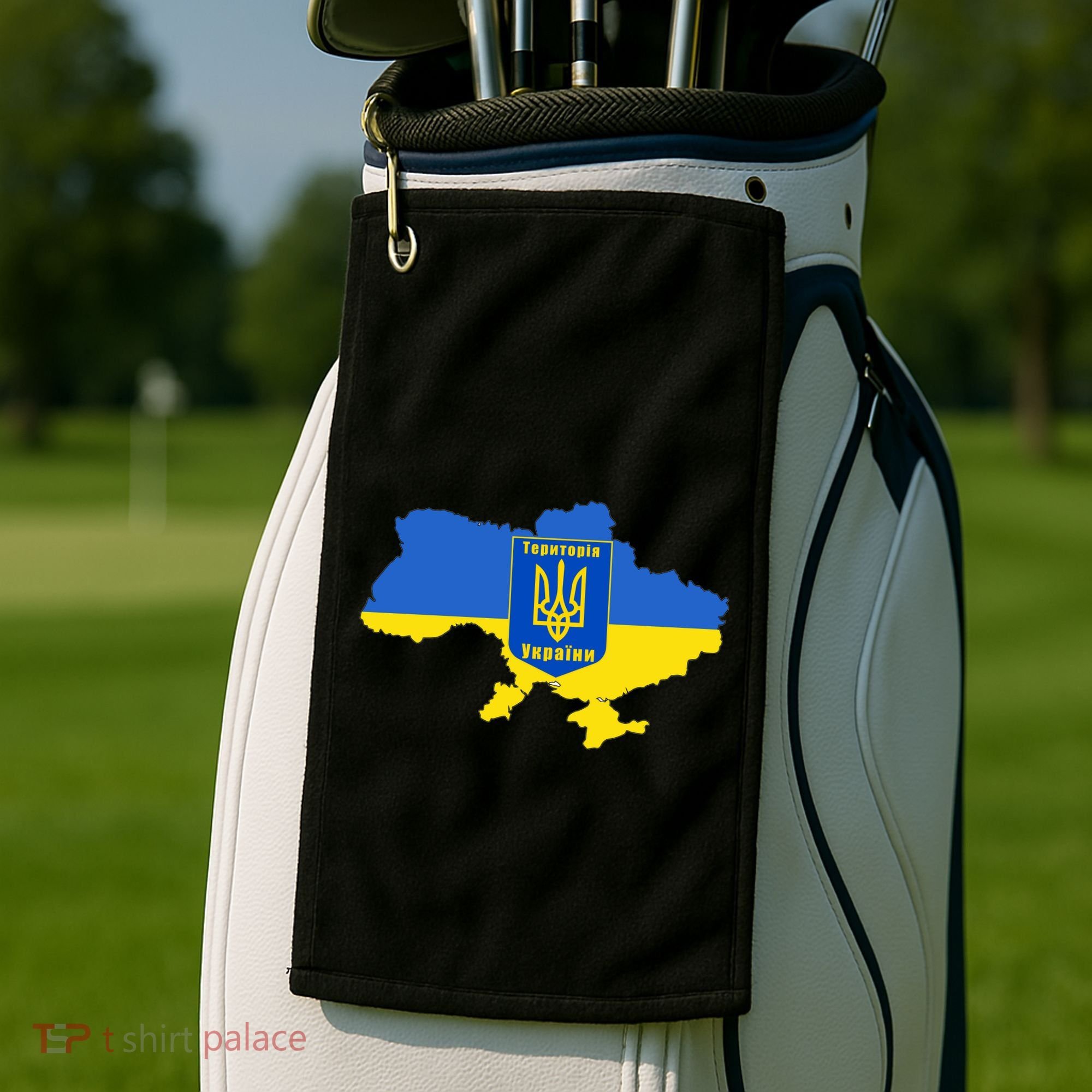 Ukrainian Flag Map Emblem Golf Towel