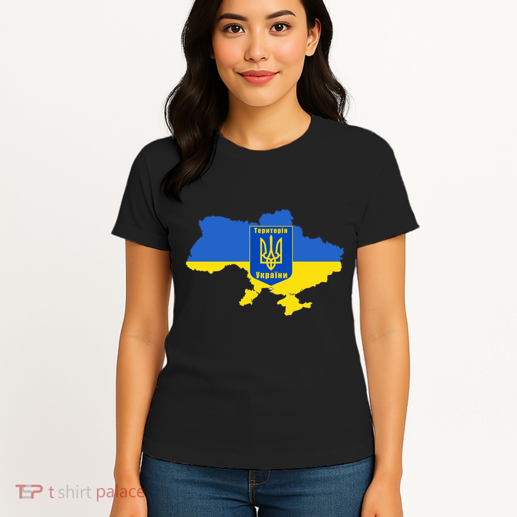 Ukrainian Flag Map Emblem Women's T-Shirt