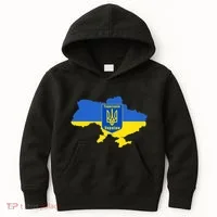 Ukrainian Flag Map Emblem Kids Hoodie thumb 0