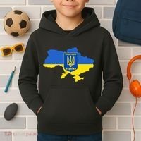 Ukrainian Flag Map Emblem Kids Hoodie thumb 2