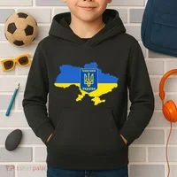 Ukrainian Flag Map Emblem Kids Hoodie thumb 2