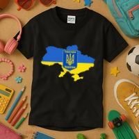 Ukrainian Flag Map Emblem Kids T-Shirt thumb 3