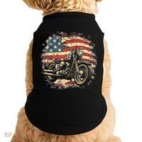 US Flag Motorcycle USA Retro Biker Doggie Tank thumb 0