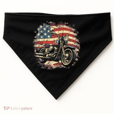 US Flag Motorcycle USA Retro Biker USA-Made Doggie Bandana