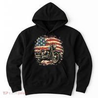 US Flag Motorcycle USA Retro Biker Hoodie thumb 0
