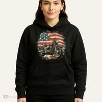 US Flag Motorcycle USA Retro Biker Hoodie thumb 5
