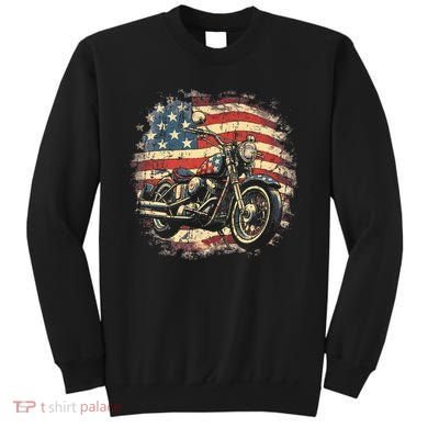 US Flag Motorcycle USA Retro Biker Sweatshirt