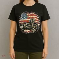 US Flag Motorcycle USA Retro Biker T-Shirt thumb 4