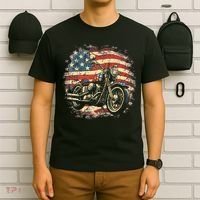 US Flag Motorcycle USA Retro Biker T-Shirt thumb 6