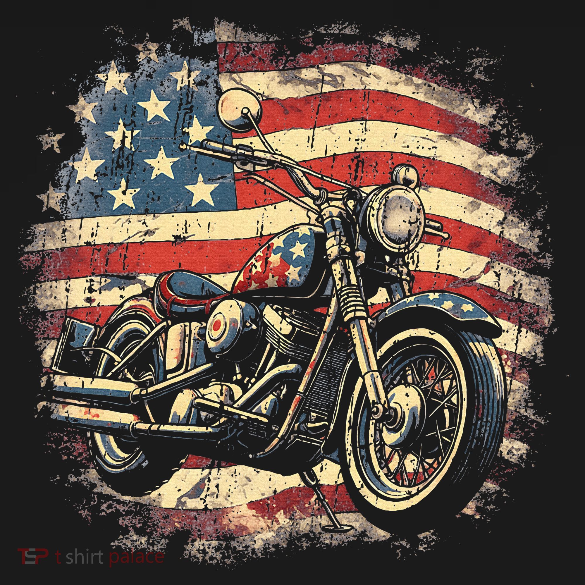 US Flag Motorcycle USA Retro Biker Backpack