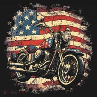 US Flag Motorcycle USA Retro Biker Button thumb 1