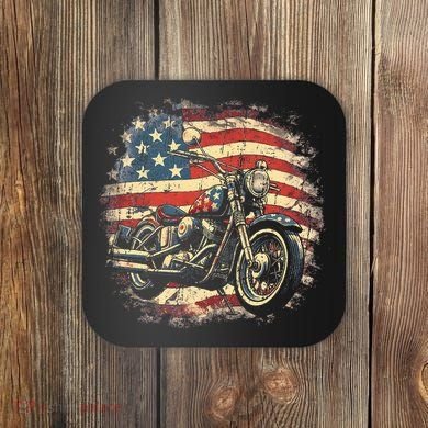 US Flag Motorcycle USA Retro Biker Coaster