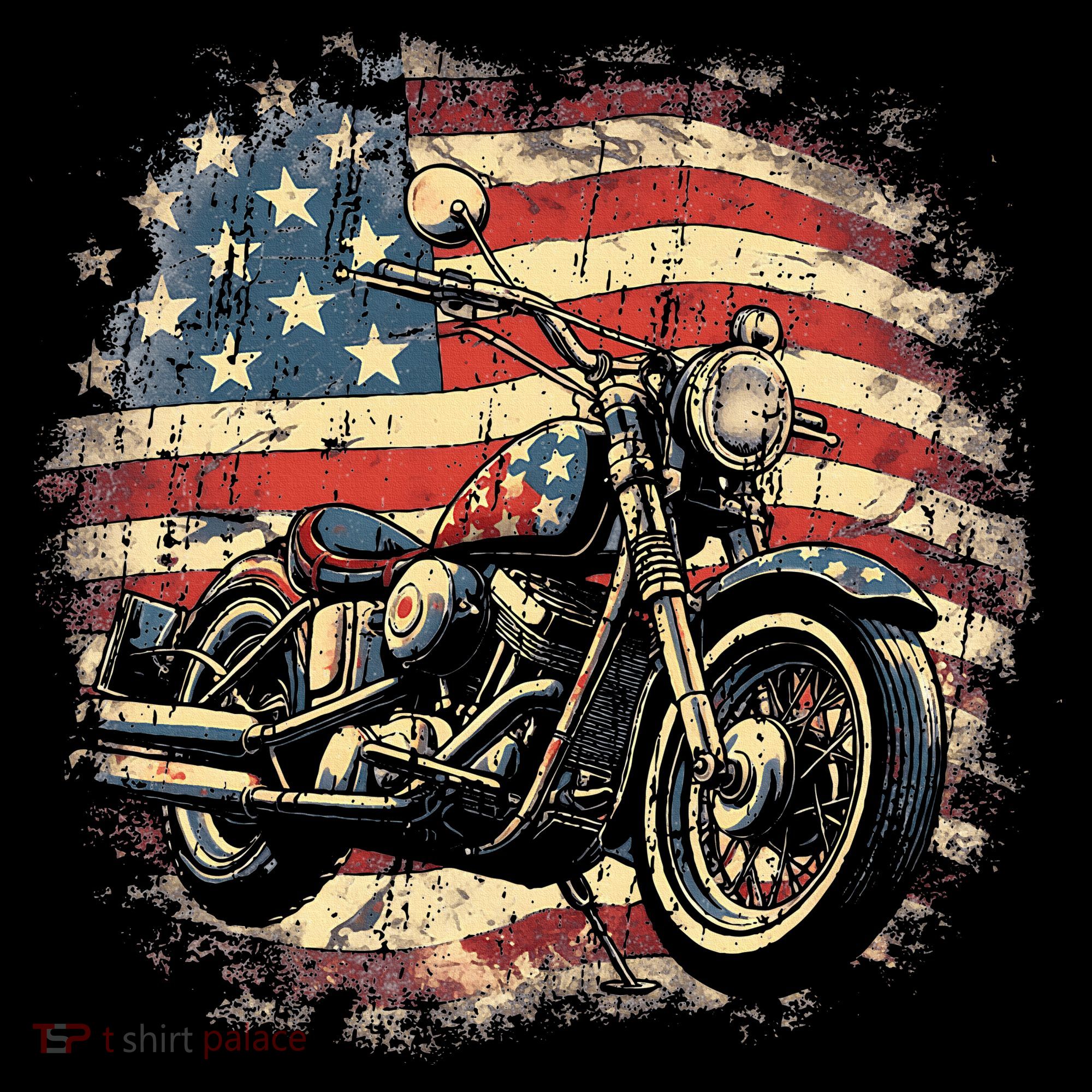 US Flag Motorcycle USA Retro Biker Coaster