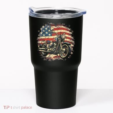 US Flag Motorcycle USA Retro Biker Tumbler