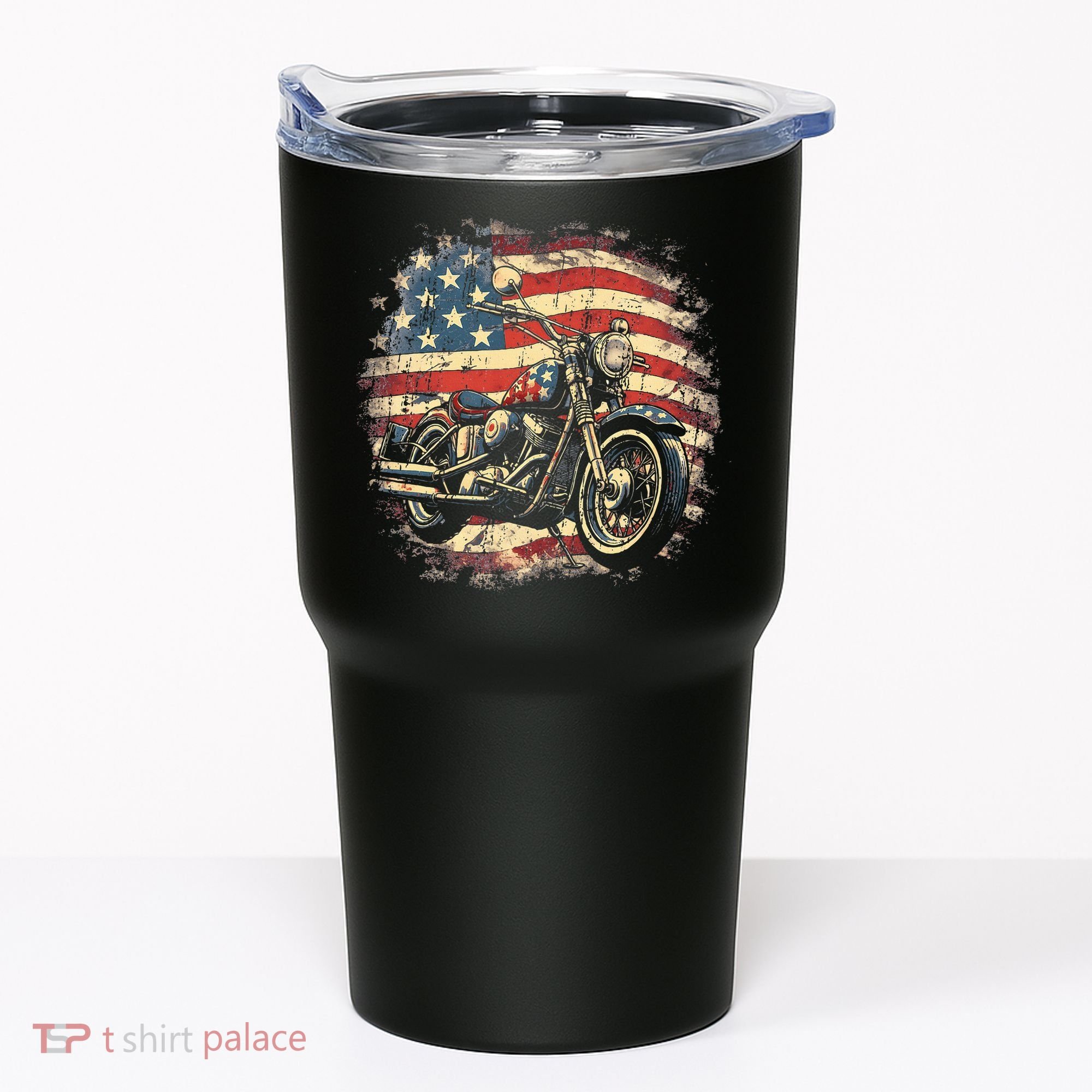 US Flag Motorcycle USA Retro Biker Tumbler