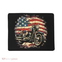 US Flag Motorcycle USA Retro Biker Mousepad thumb 0