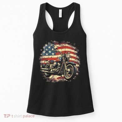 US Flag Motorcycle USA Retro Biker Women's Tank Top
