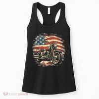 US Flag Motorcycle USA Retro Biker Women's Tank Top thumb 0