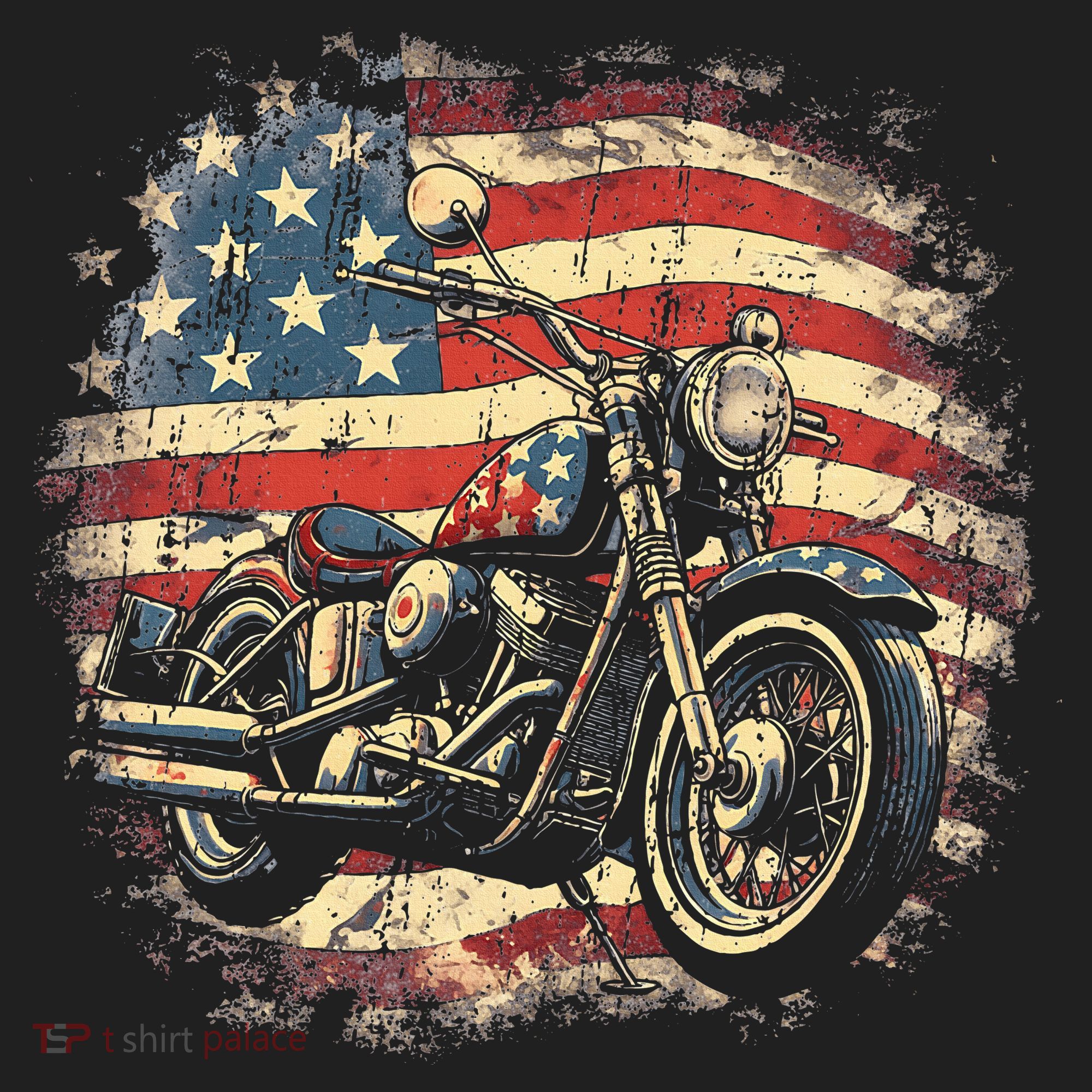 US Flag Motorcycle USA Retro Biker Golf Towel