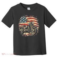 US Flag Motorcycle USA Retro Biker Toddler T-Shirt thumb 0