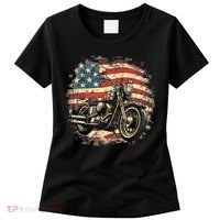 US Flag Motorcycle USA Retro Biker Women's T-Shirt thumb 0