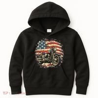 US Flag Motorcycle USA Retro Biker Kids Hoodie thumb 0