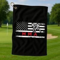 Usa Flag Mma American Patriot Mixed Martial Arts Gift Golf Towel thumb 1