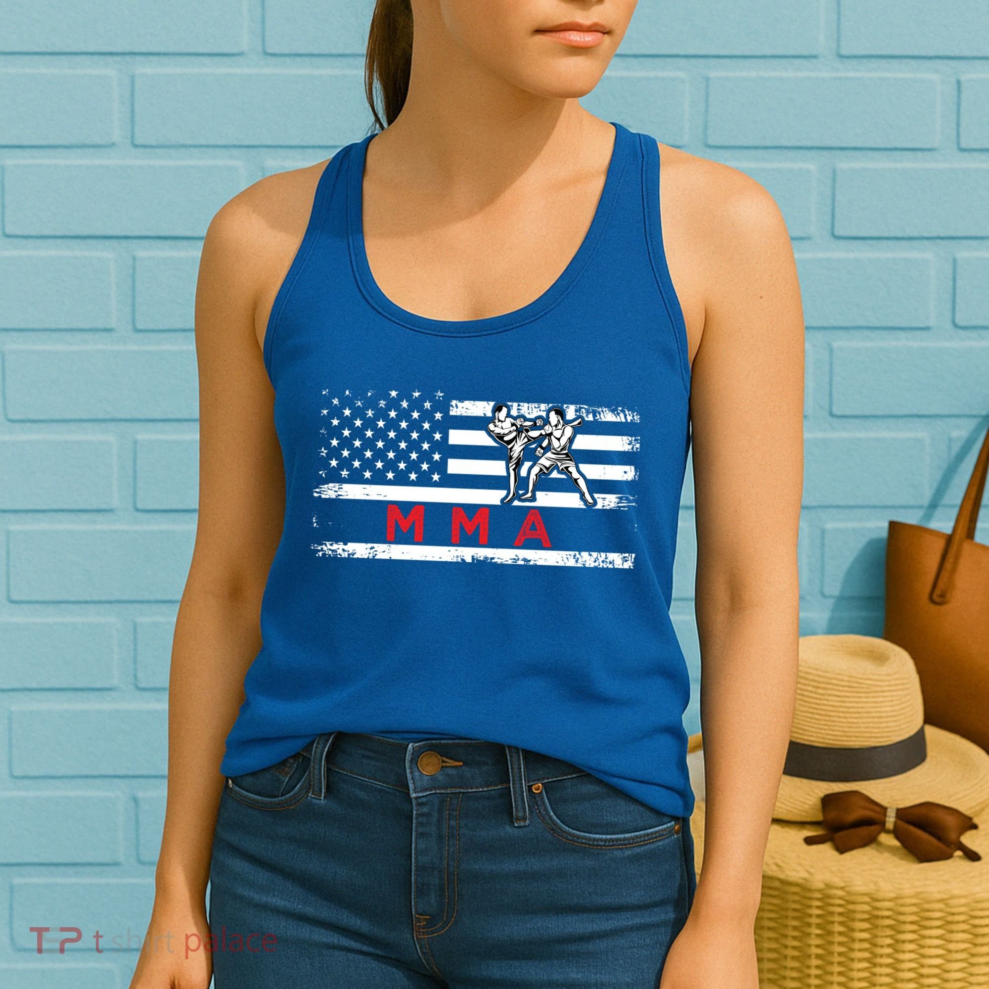 Usa Flag Mma American Patriot Mixed Martial Arts Gift Women's Tank Top