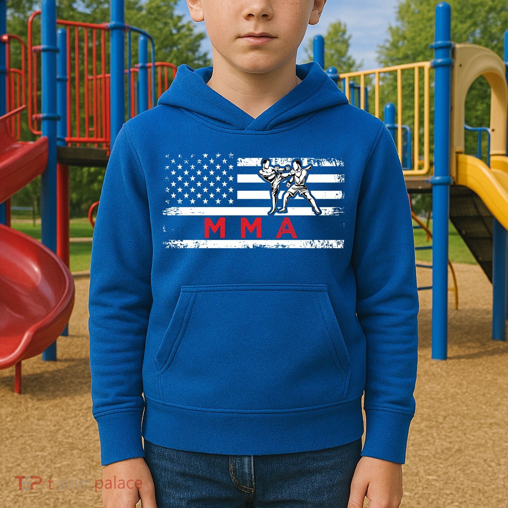 Usa Flag Mma American Patriot Mixed Martial Arts Gift Kids Hoodie