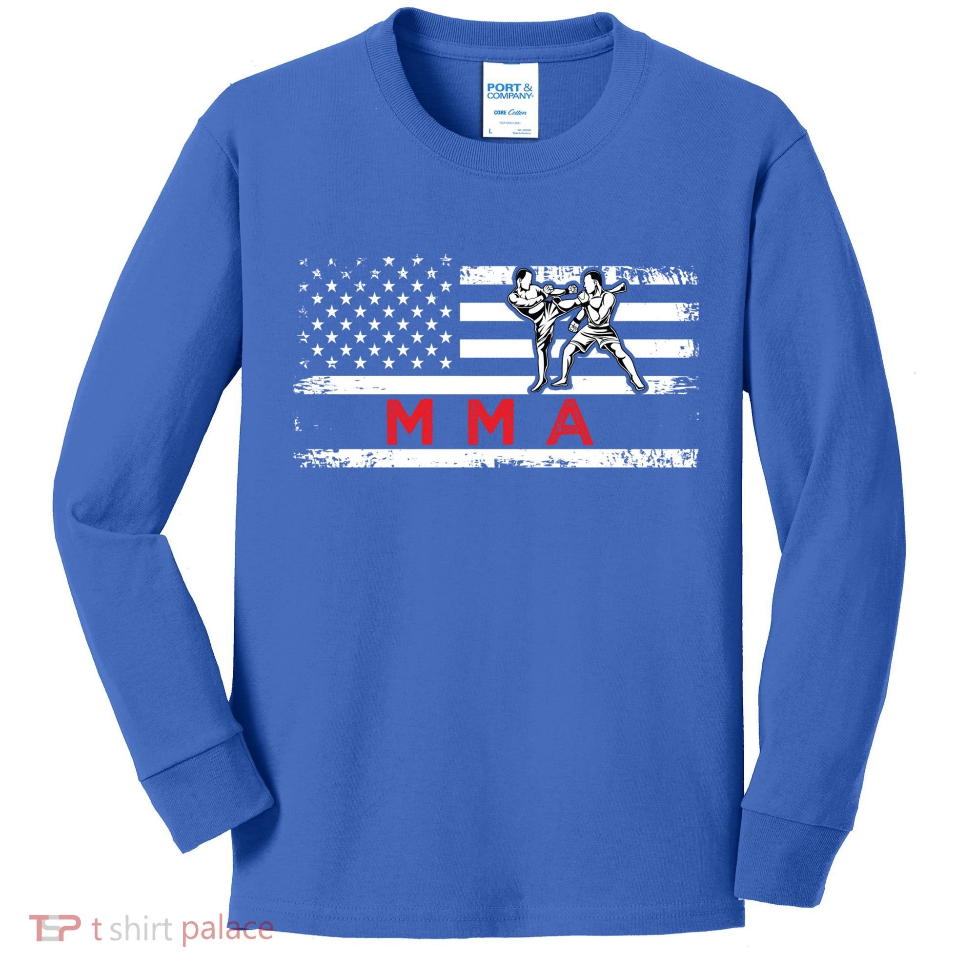 Usa Flag Mma American Patriot Mixed Martial Arts Gift Kids Long Sleeve Shirt