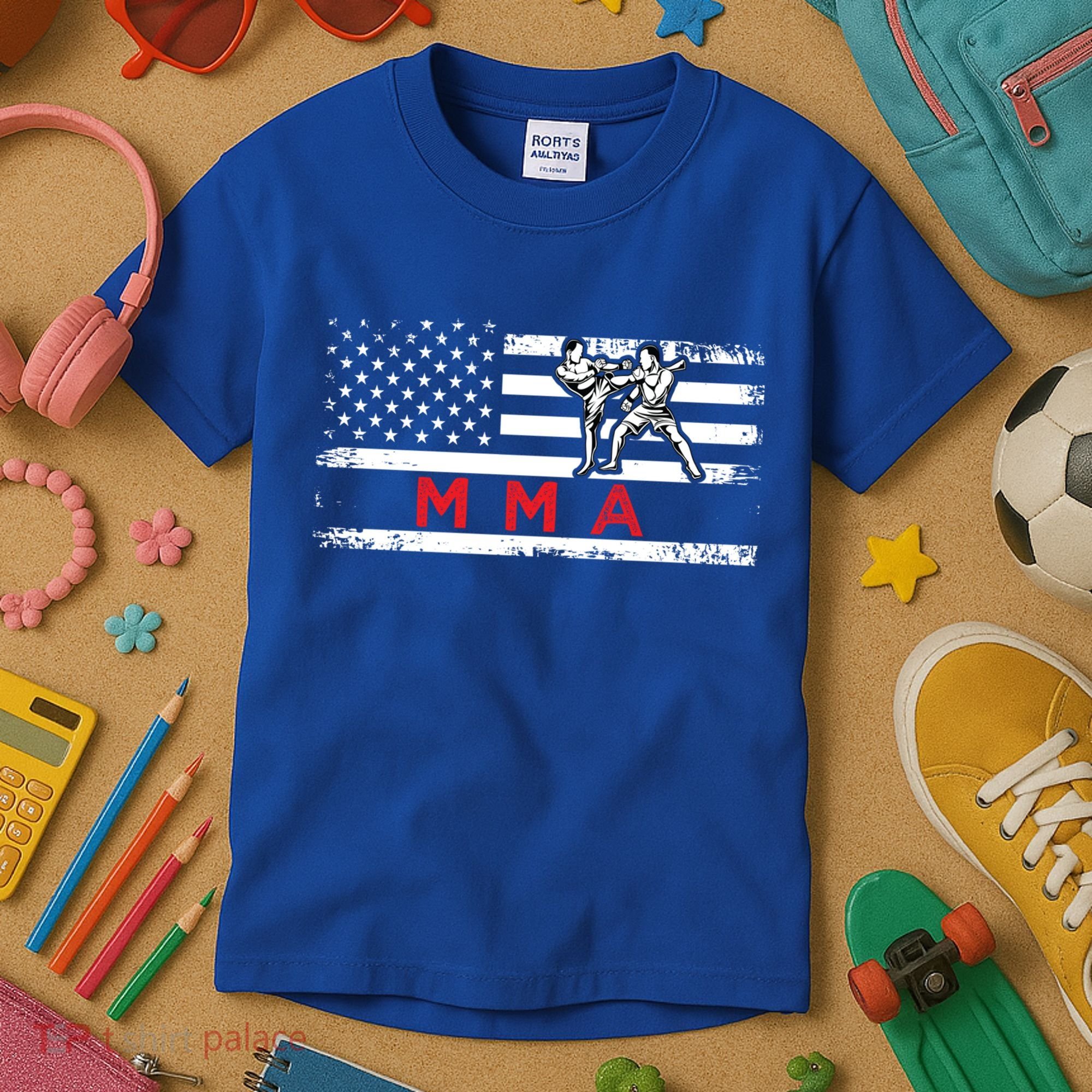Usa Flag Mma American Patriot Mixed Martial Arts Gift Kids T-Shirt
