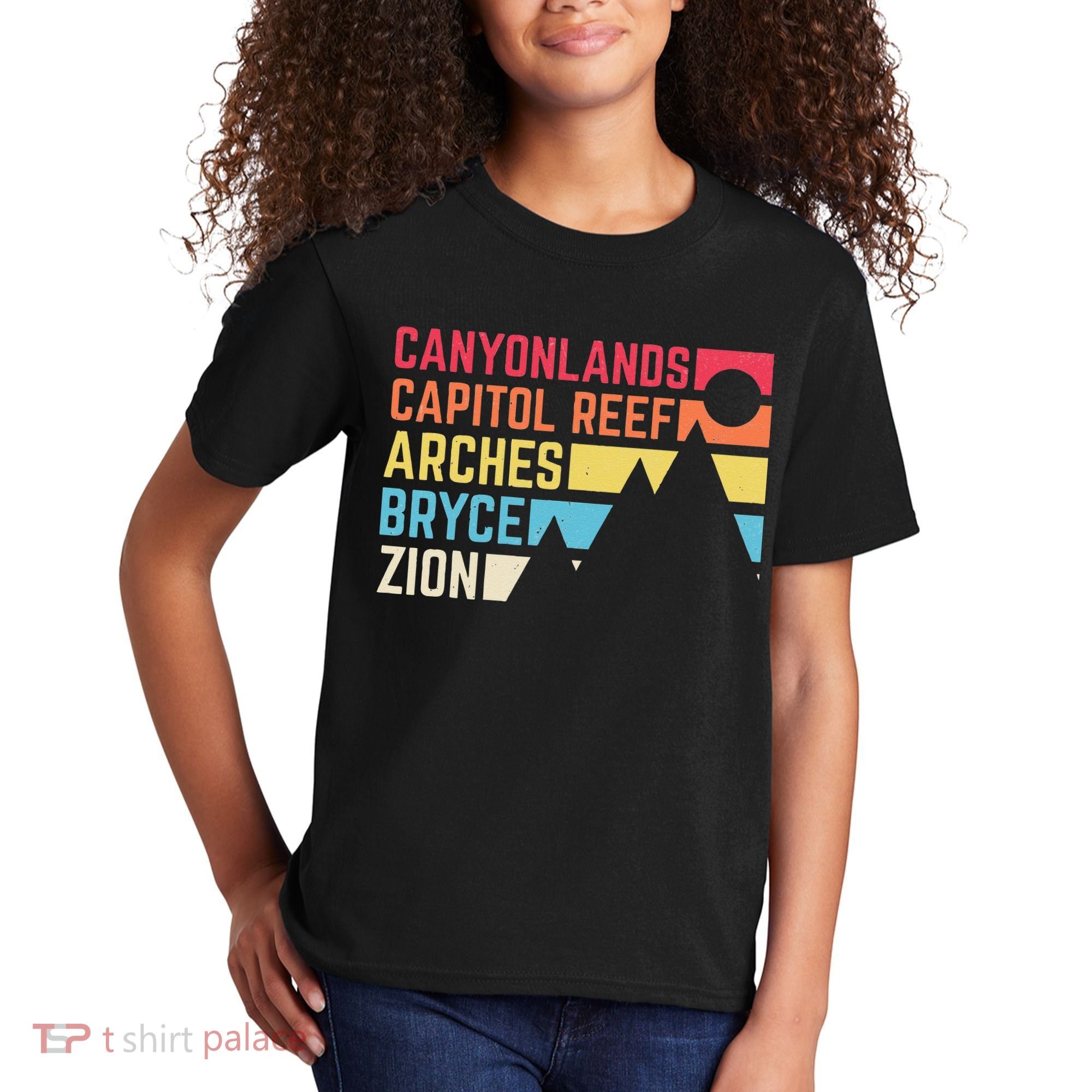 Utahs Five National Parks Souvenir NPS Moab Utah Mighty 5 Kids T-Shirt