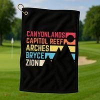 Utahs Five National Parks Souvenir Nps Moab Utah Mighty 5 Golf Towel thumb 1