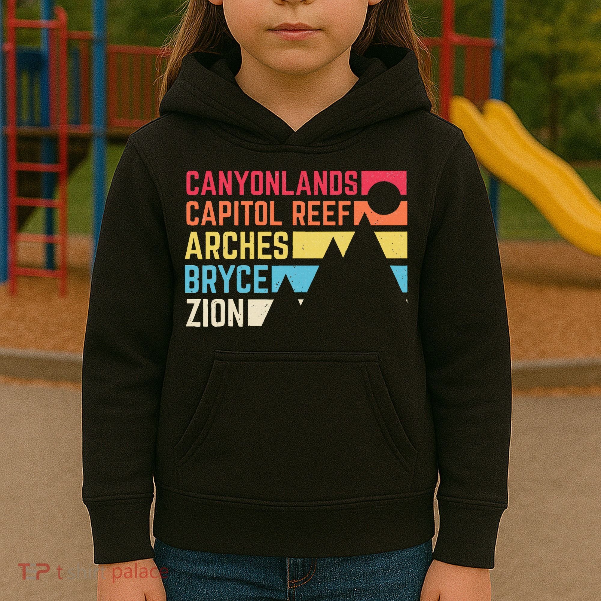 Utahs Five National Parks Souvenir Nps Moab Utah Mighty 5 Kids Hoodie
