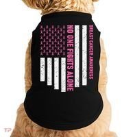 USA Flag No One Fight Alone Breast Caner Awareness Doggie Tank thumb 0