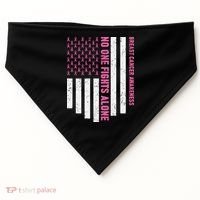 USA Flag No One Fight Alone Breast Caner Awareness USA-Made Doggie Bandana thumb 0