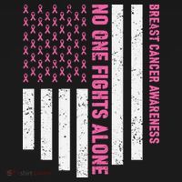 USA Flag No One Fight Alone Breast Caner Awareness Long Sleeve Shirt thumb 2