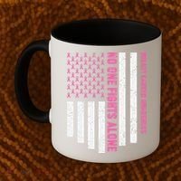 USA Flag No One Fight Alone Breast Caner Awareness Coffee Mug thumb 2