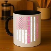 USA Flag No One Fight Alone Breast Caner Awareness Coffee Mug thumb 4