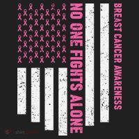USA Flag No One Fight Alone Breast Caner Awareness Beanie thumb 2