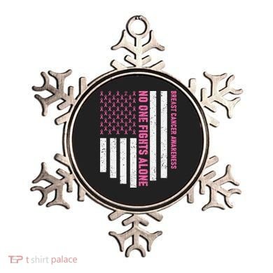 USA Flag No One Fight Alone Breast Caner Awareness Ornament