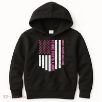 USA Flag No One Fight Alone Breast Caner Awareness Kids Hoodie thumb 0