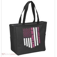 USA Flag No One Fight Alone Breast Caner Awareness Tote Bag thumb 2
